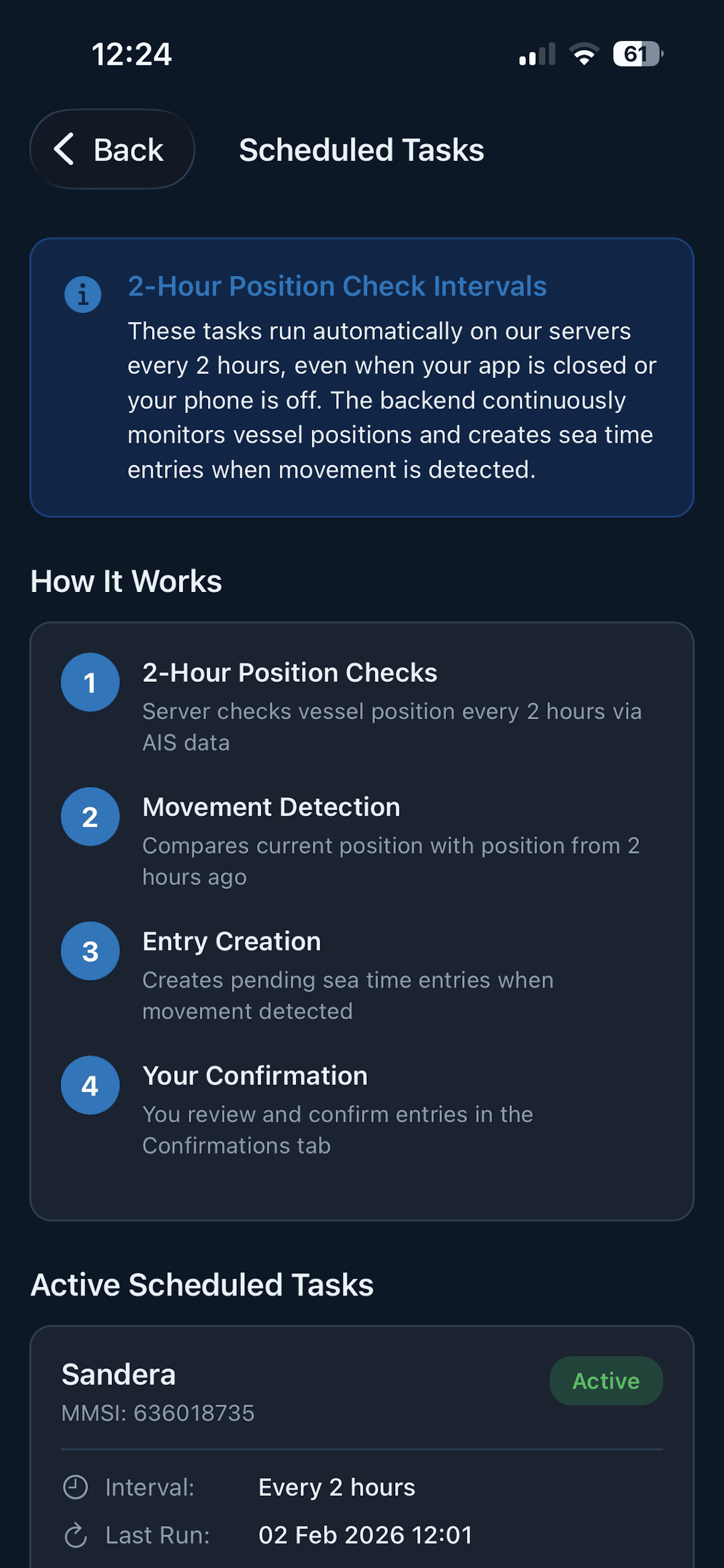 SeaTime Tracker - Scheduled AIS tasks
